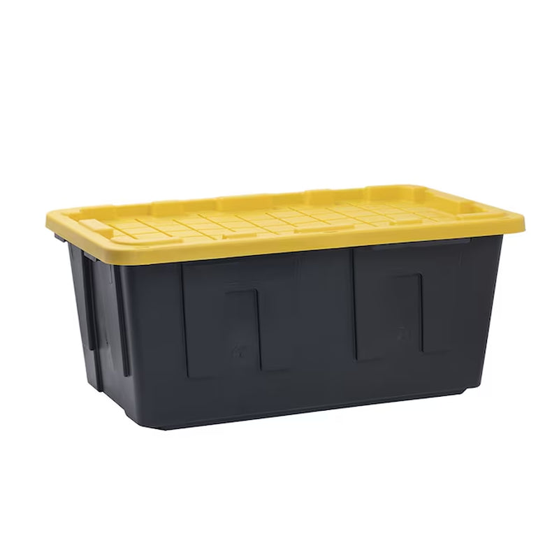 Commander Medium 15-Gallons (60-Quart) Black and Yellow Tote with Standard Snap Lid