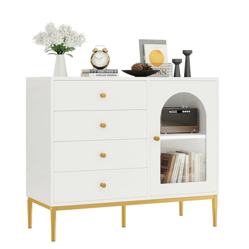 37.7'' Wide 1-Door Accent Cabinet with 4 Drawers