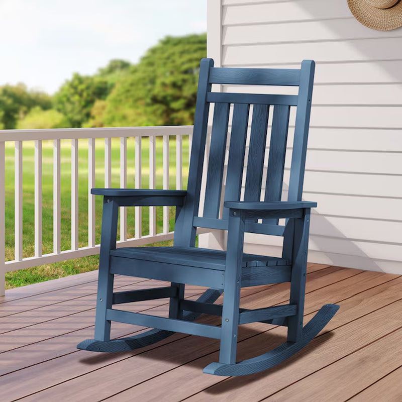 HDPE High-Back Patio Rocking Chair Brown Hdpe Frame Rocking Chair with Slat Seat