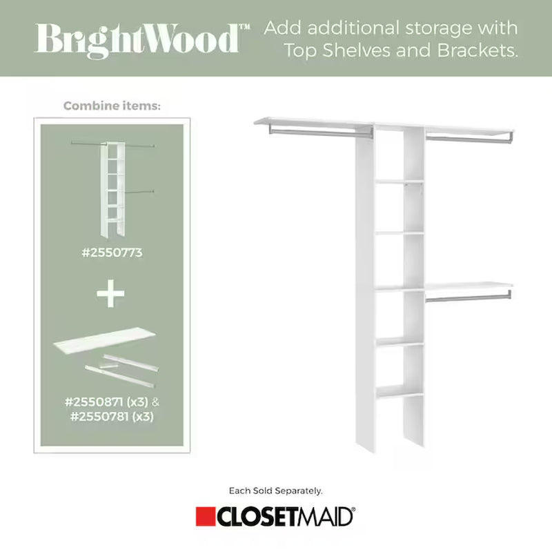 Brightwood 4-Ft to 9-Ft W X 6.85-Ft H White Solid Shelving Wood Closet System