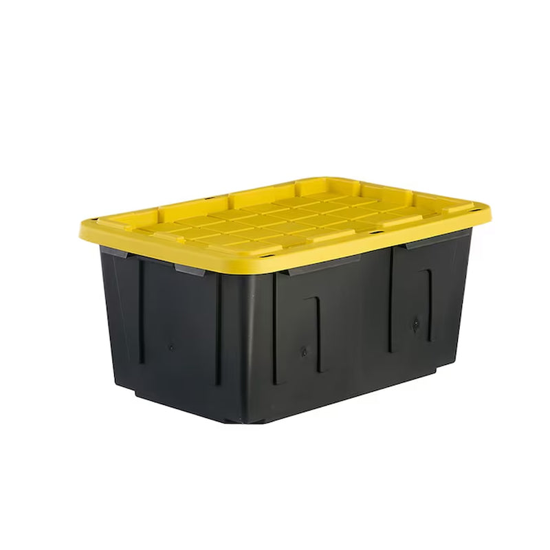 Commander Medium 15-Gallons (60-Quart) Black and Yellow Tote with Standard Snap Lid