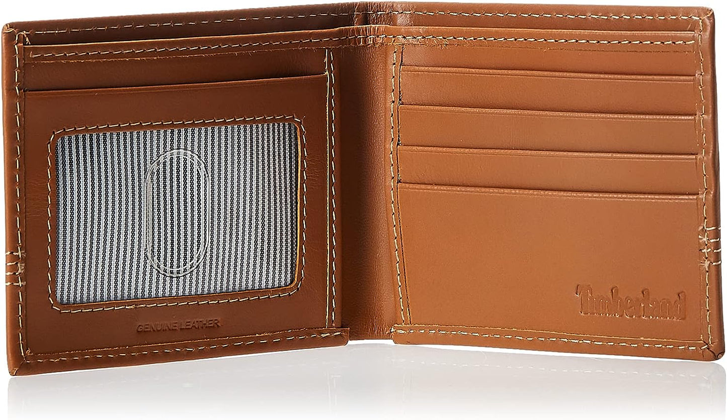 Men'S Leather Slimfold Wallet with Matching Fob Gift Set