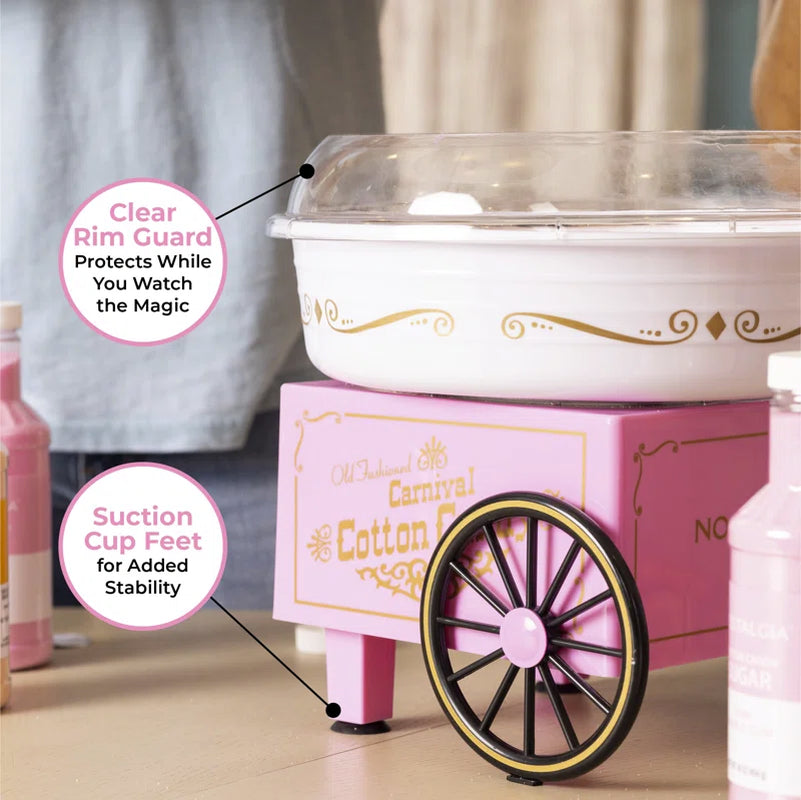 Retro Countertop Cotton Candy Machine, Includes 2 Reusable Cones & Scoop