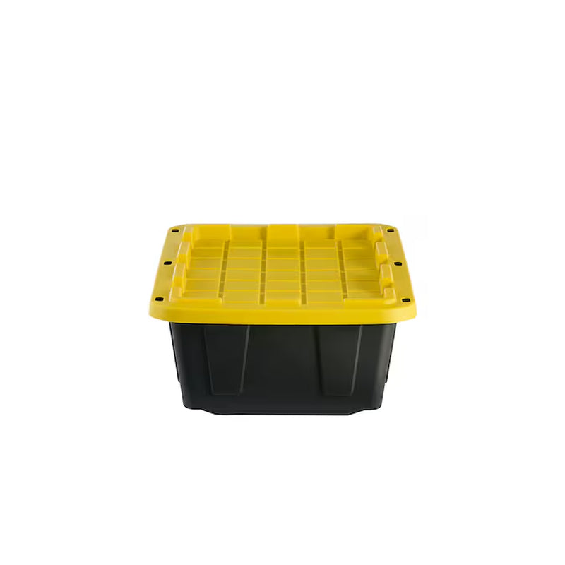 Commander Medium 15-Gallons (60-Quart) Black and Yellow Tote with Standard Snap Lid