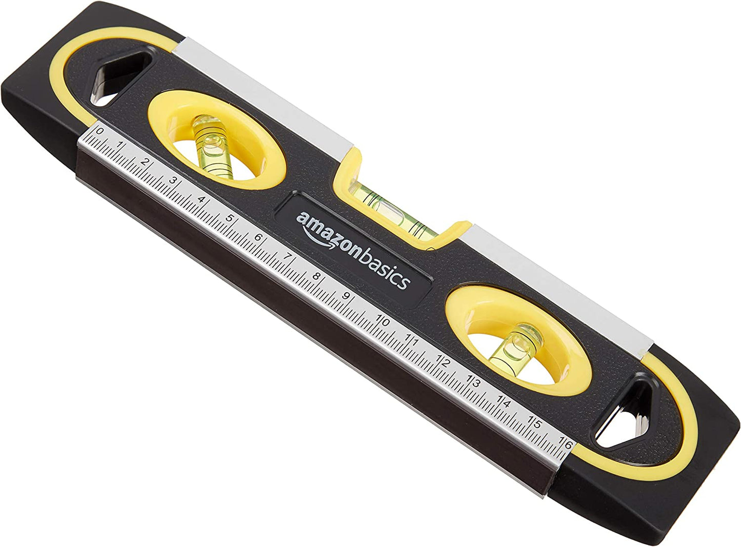 9-Inch Magnetic Torpedo Level and Ruler, 180/90/45 Degree Bubbles, Black