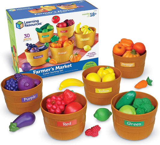 Farmer’S Market Color Sorting Set - 30 Pieces Age 18+ Months Toddler Learning Toys, Sorting Toys for Kids, Play Food,Easter Basket Stuffers​