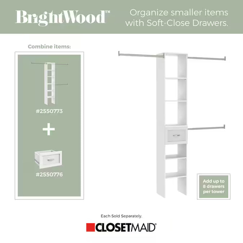 Brightwood 4-Ft to 9-Ft W X 6.85-Ft H White Solid Shelving Wood Closet System