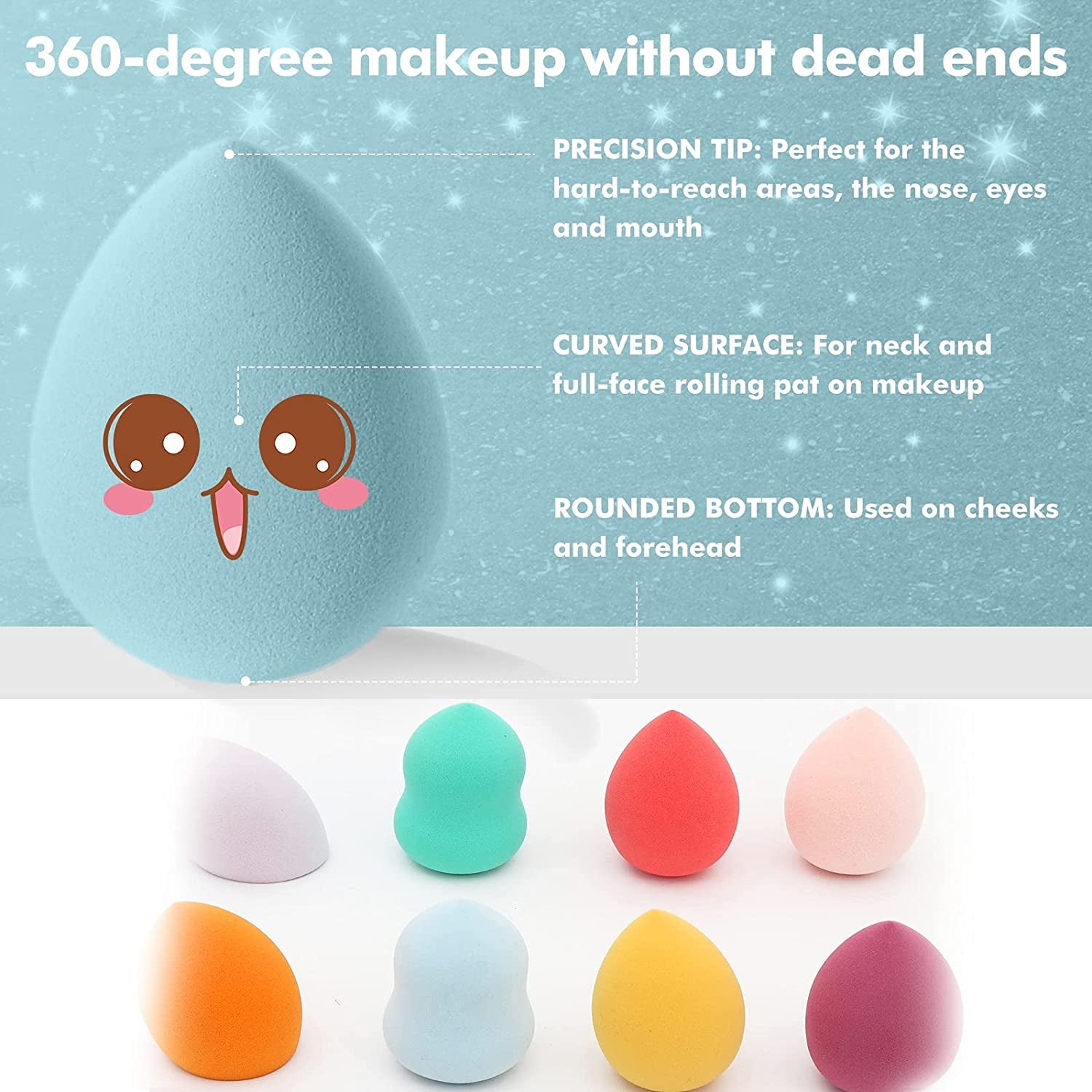 8 PCS Makeup Sponge Set Makeup Sponges Blender Latex-Free Vegan Beauty Sponge Professional Beauty Sponge Blender Makeup Egg Foundation Blending Cosmetic Makeup Puff for Powder Cream