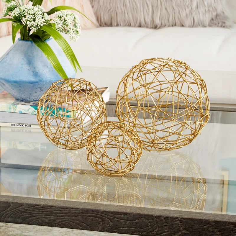 Metal Wire Orb Geometric Decorative Sculpture