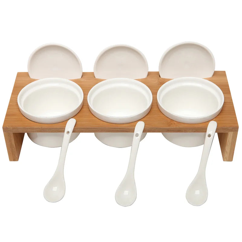 3-Piece Bamboo Tray Condiment Server Set