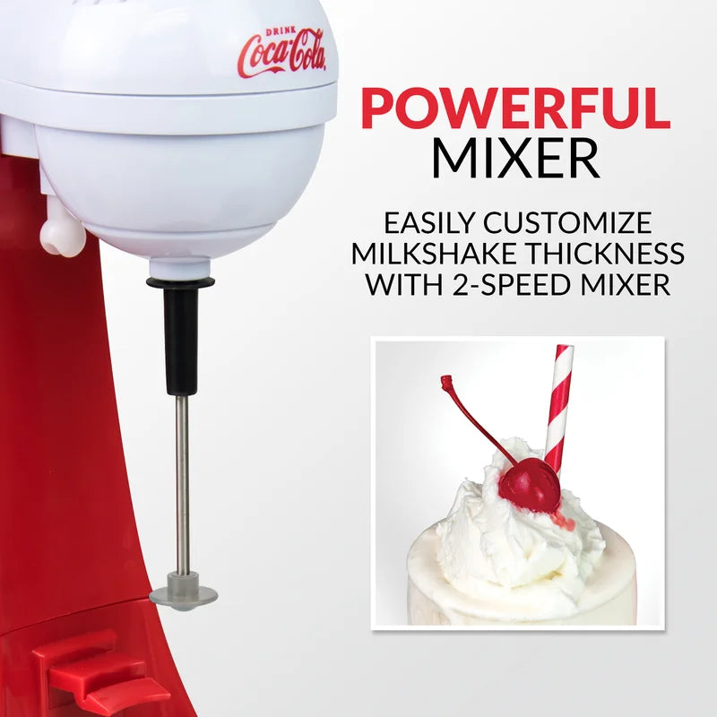 Two-Speed Electric Coca-Cola Limited Edition Milkshake Maker and Drink Mixer, Includes 16-Ounce Stainless Steel Mixing Cup & Rod