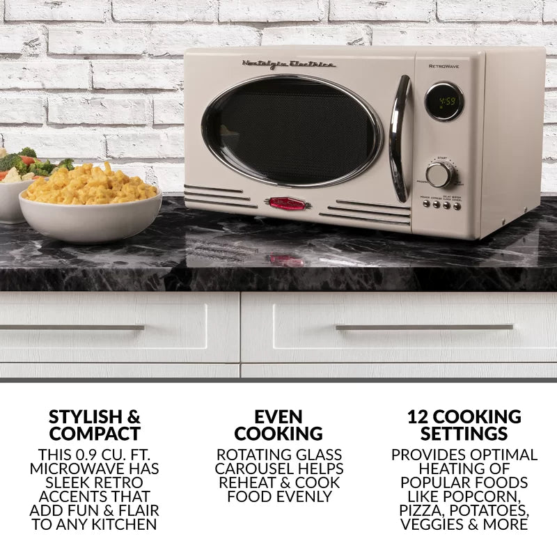 Retro 19" 0.9 Cu Ft. 800-Watt Countertop Microwave Oven