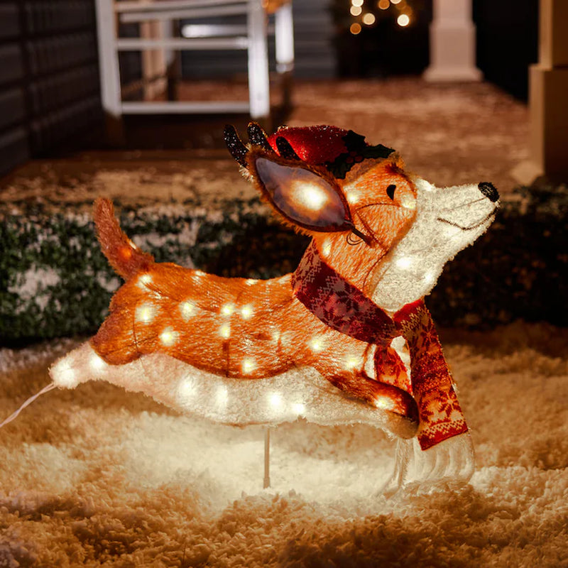 22-In LED Leaping Corgi Dog Decoration