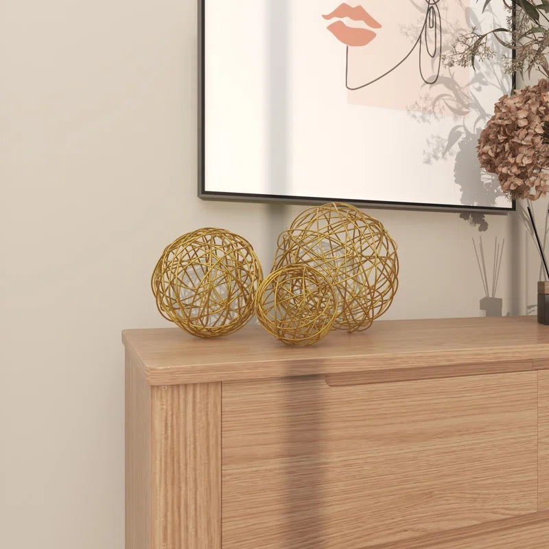 Metal Wire Orb Geometric Decorative Sculpture