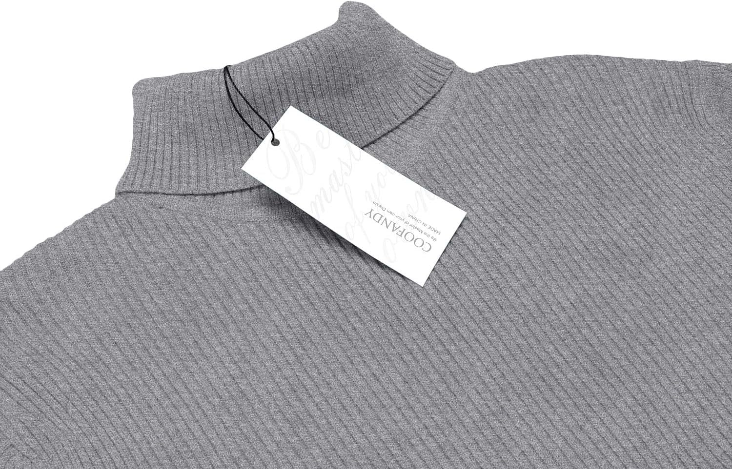 Mens Ribbed Slim Fit Knitted Pullover Casual Turtleneck Sweater