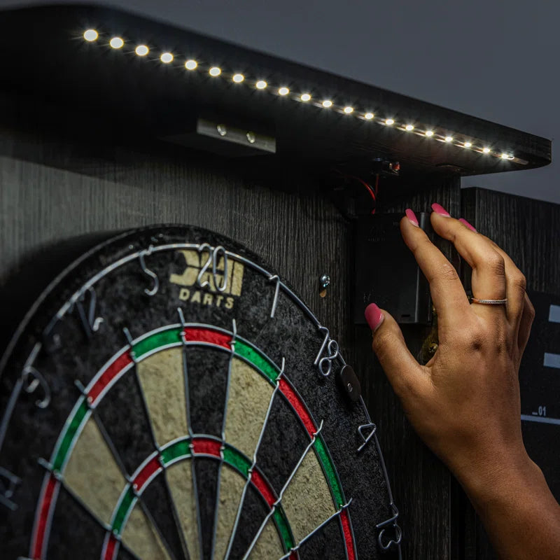 Sports Paris LED Lighted Bristle Dartboard and Cabinet Set with Darts