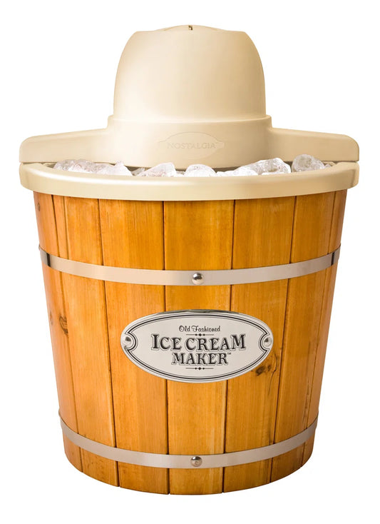 Electric Bucket Ice Cream Maker with Easy-Carry Handle, Makes 4-Quarts in Minutes, Frozen Yogurt, Gelato, Made from Real Wood