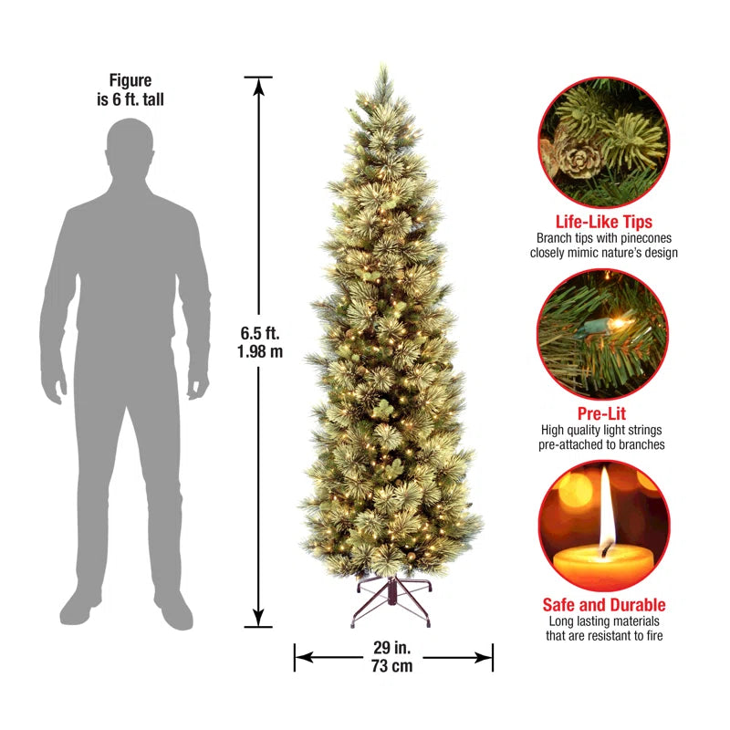 Carolina Pine Slim Tree with Clear Lights