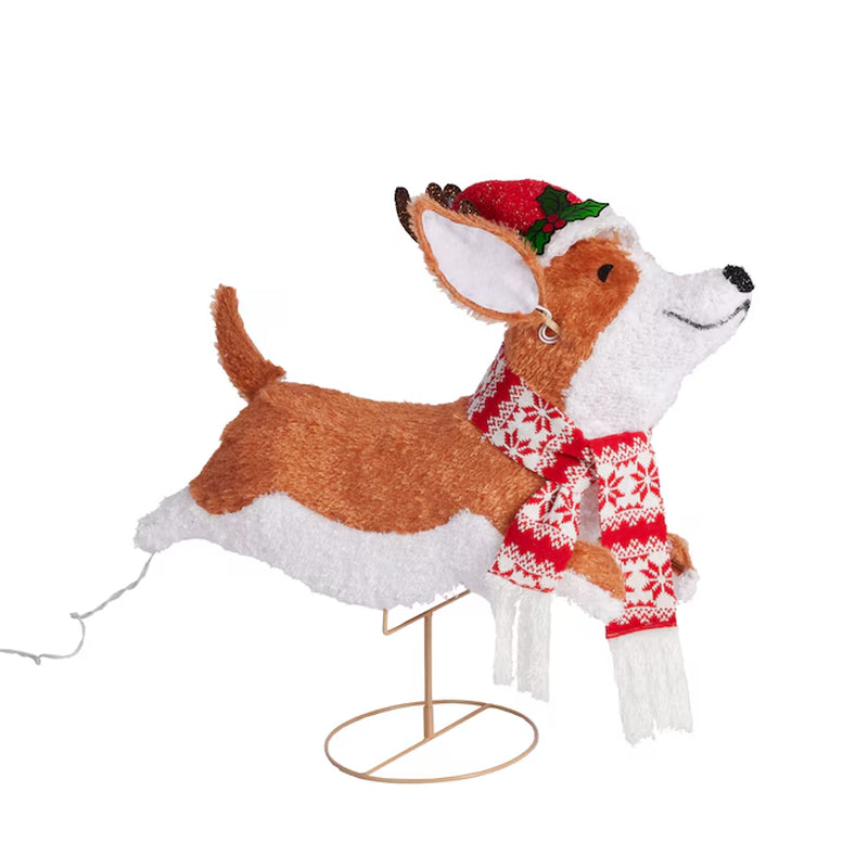 22-In LED Leaping Corgi Dog Decoration