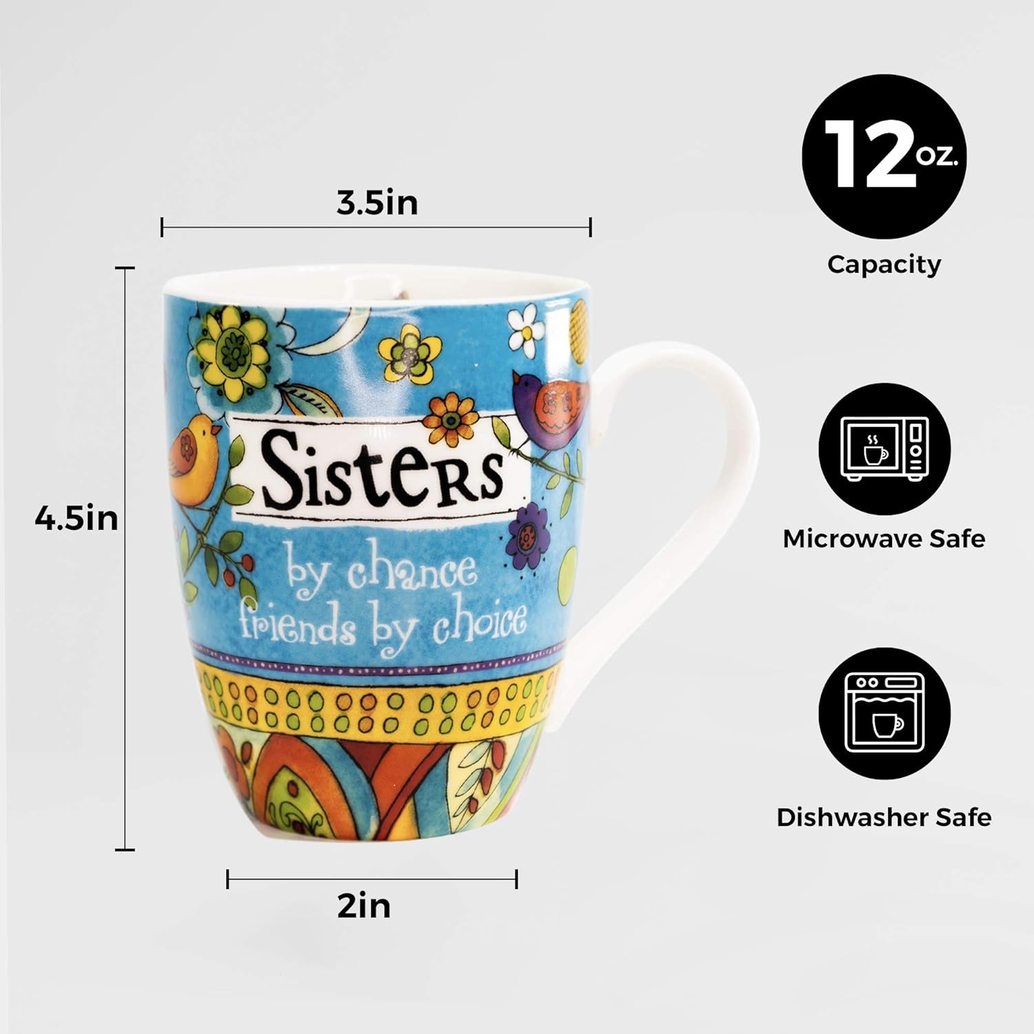 23777 Ceramic Mug and Memo Pad Sister, Multicolor, 12 Ounce