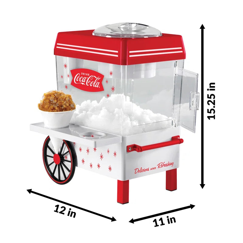 Coca-Cola Countertop Snow Cone Maker Makes 20 Icy Treats, Includes 2 Reusable Plastic Cups & Ice Scoop