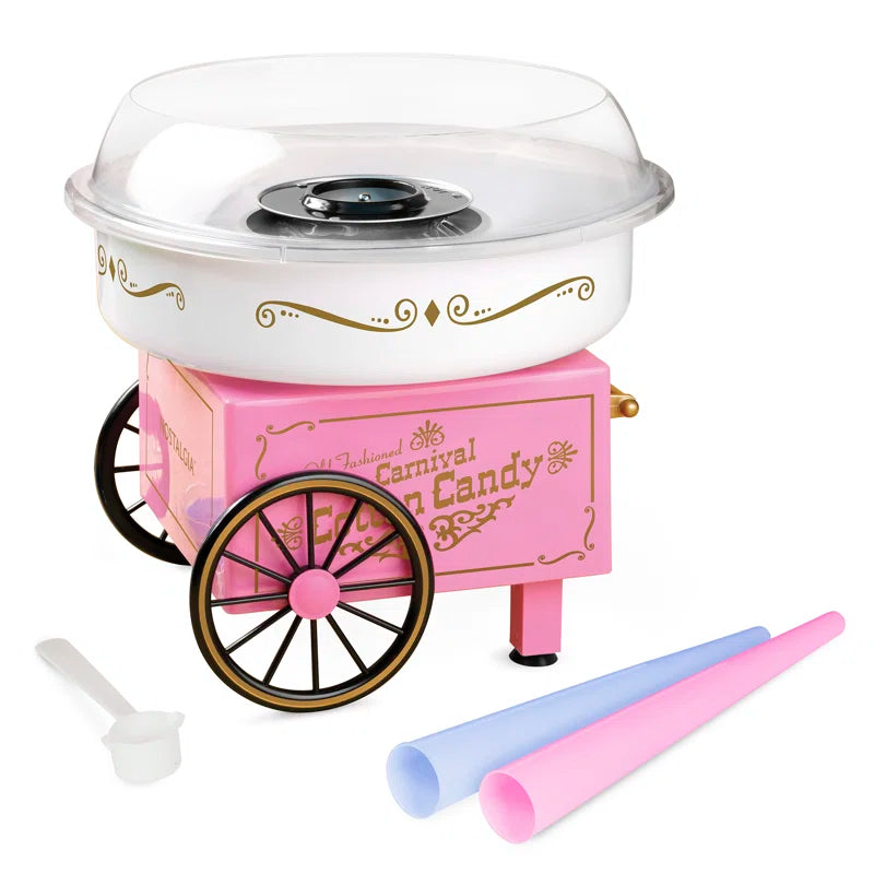 Retro Countertop Cotton Candy Machine, Includes 2 Reusable Cones & Scoop