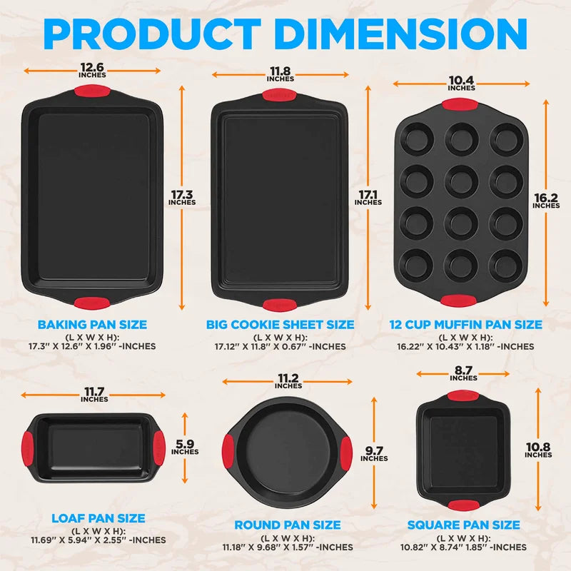 6 Piece Non-Stick Steel Bakeware Set