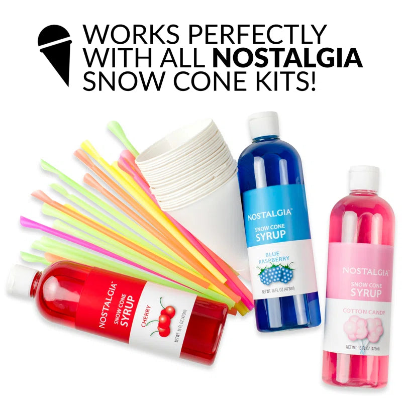 Coca-Cola Countertop Snow Cone Maker Makes 20 Icy Treats, Includes 2 Reusable Plastic Cups & Ice Scoop